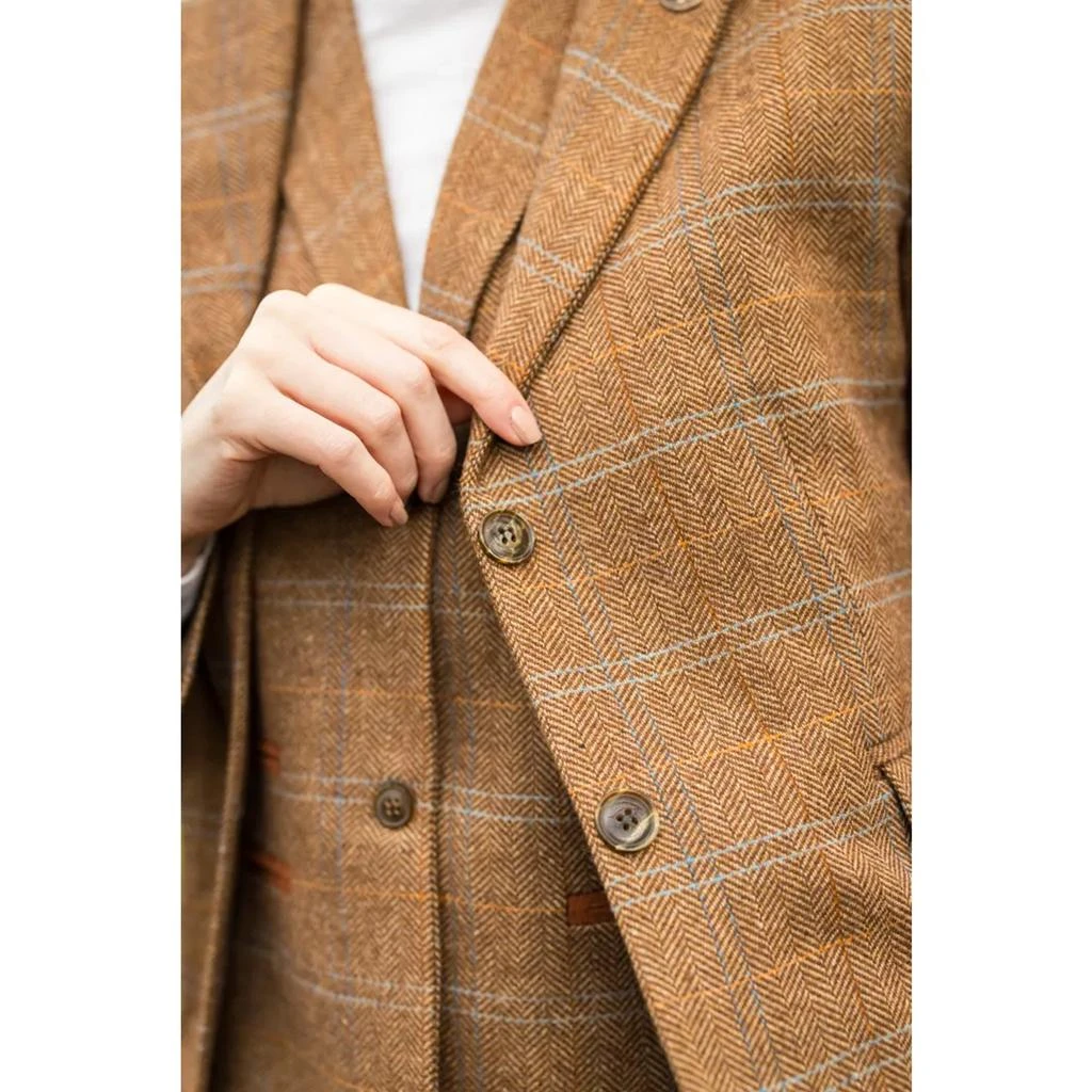Oliver Tweed (Infinity Leather) Women's Oak Brown 2 Piece Set Tweed Blazer Waistcoat in Herringbone Check 5