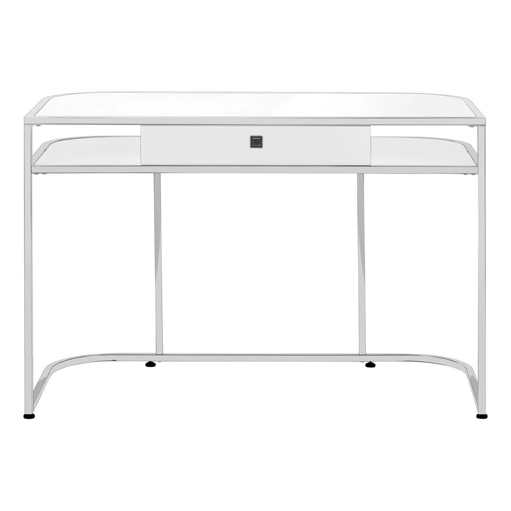 Hivvago 47" White and Silver Wood and Metal Sled Computer Desk