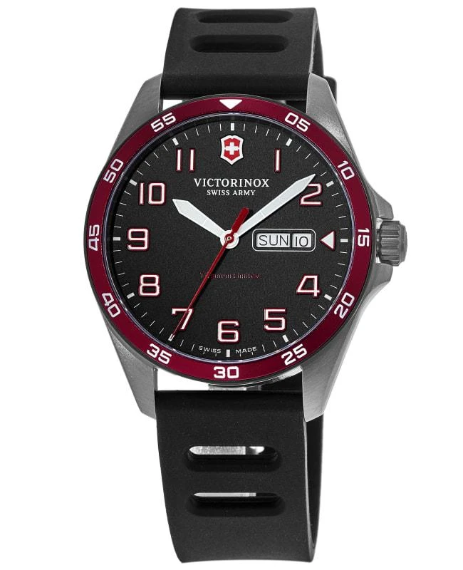 Swiss Army Victorinox Swiss Army Fieldforce Sport Limited Edition Black Dial Red Bezel Titanium Rubber Strap Men's Watch 249168 1