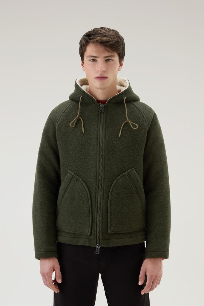 Woolrich green fleece top zip up jacket with hood