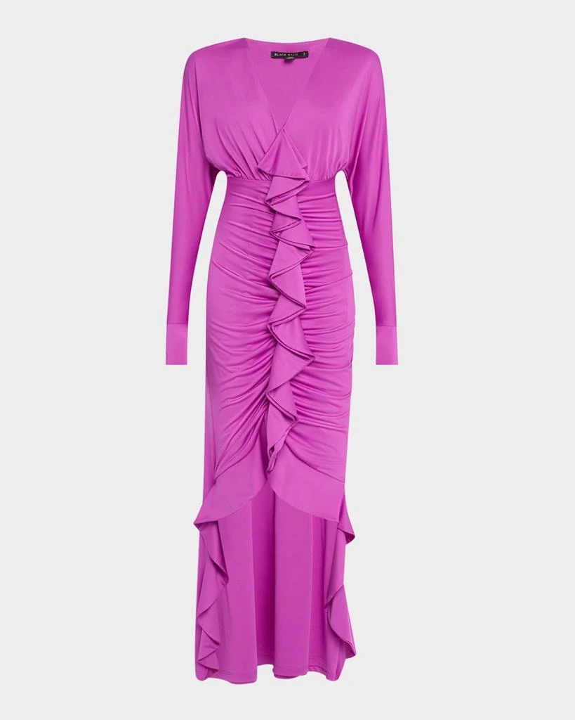 Black Halo Sweeney Ruched High-Low Ruffle Maxi Dress 1