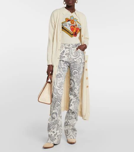 ETRO Embroidered wool, linen and cotton cardigan 2