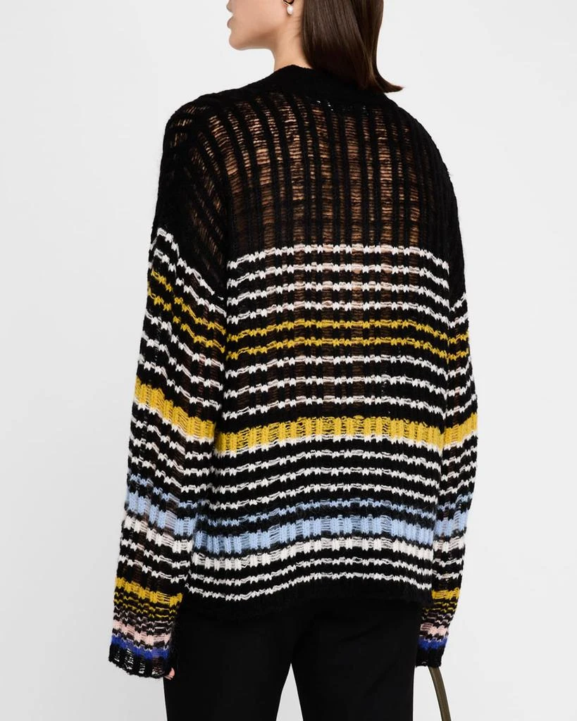 ZANKOV Stephen Striped Boucle Knit V-Neck Cardigan 3