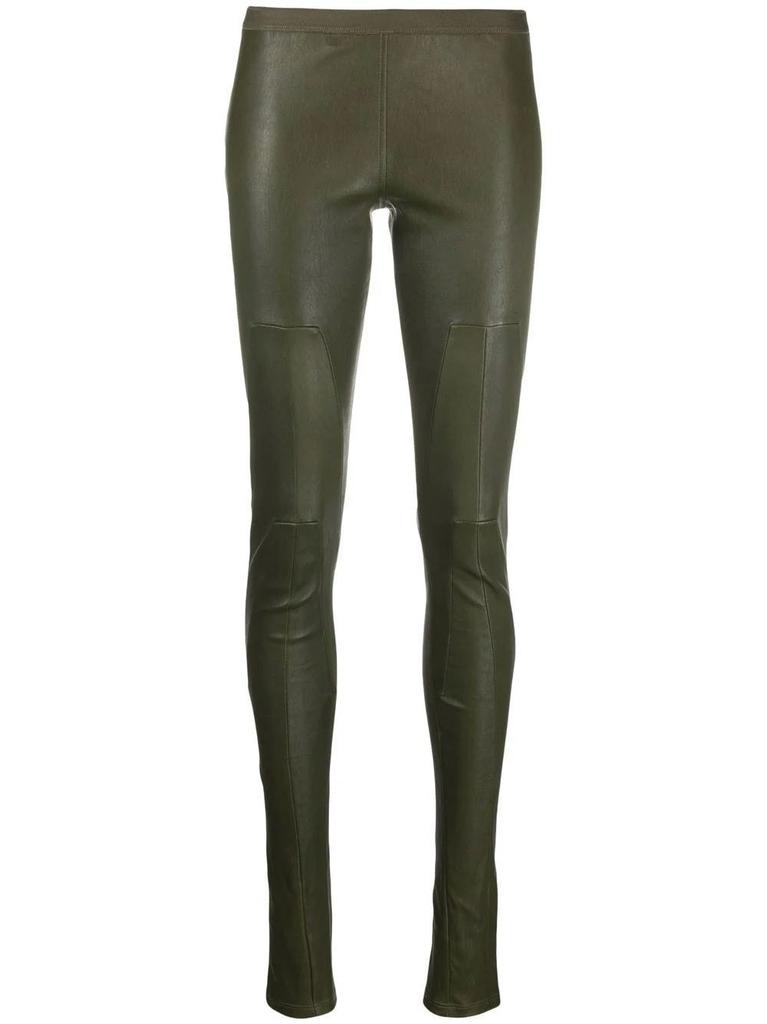 NA Green low-rise skinny leather trousers