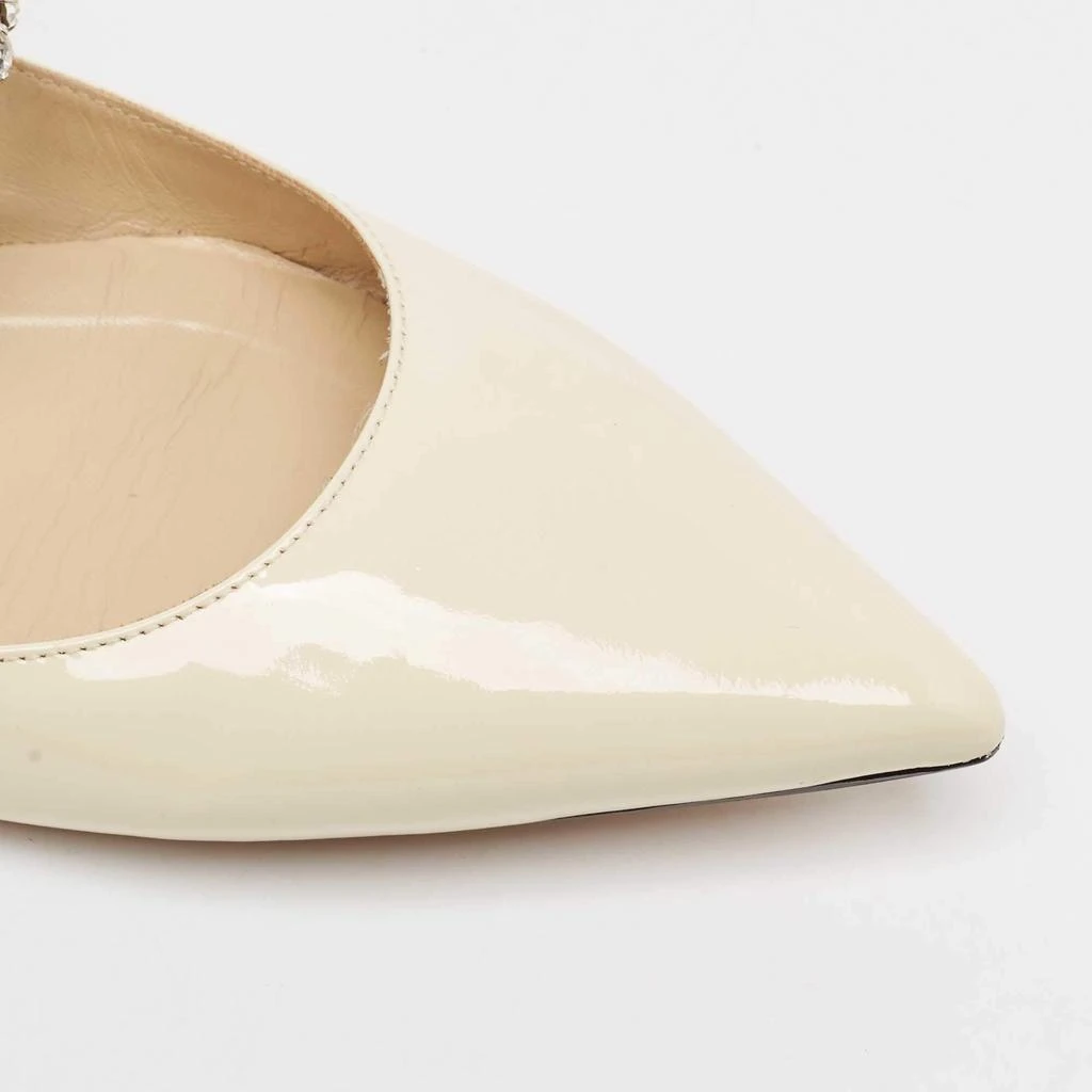 Jimmy Choo Jimmy Choo Cream Patent Leather Bing 65 Crystal Embellished Mule Size 36 7