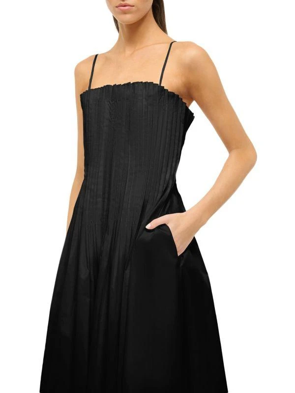 Staud Bella Pleated Cotton-Blend Sleeveless Midi-Dress 4