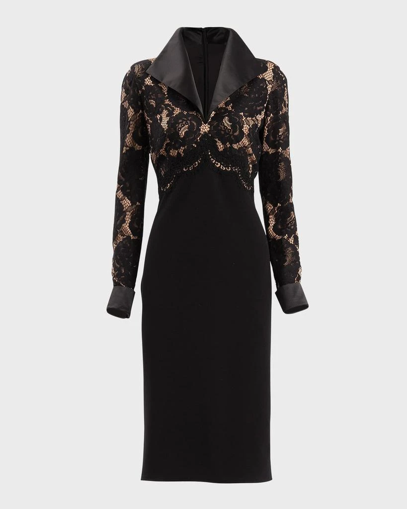 Tadashi Shoji Two-Tone Lace-Bodice Bodycon Midi Dress 1