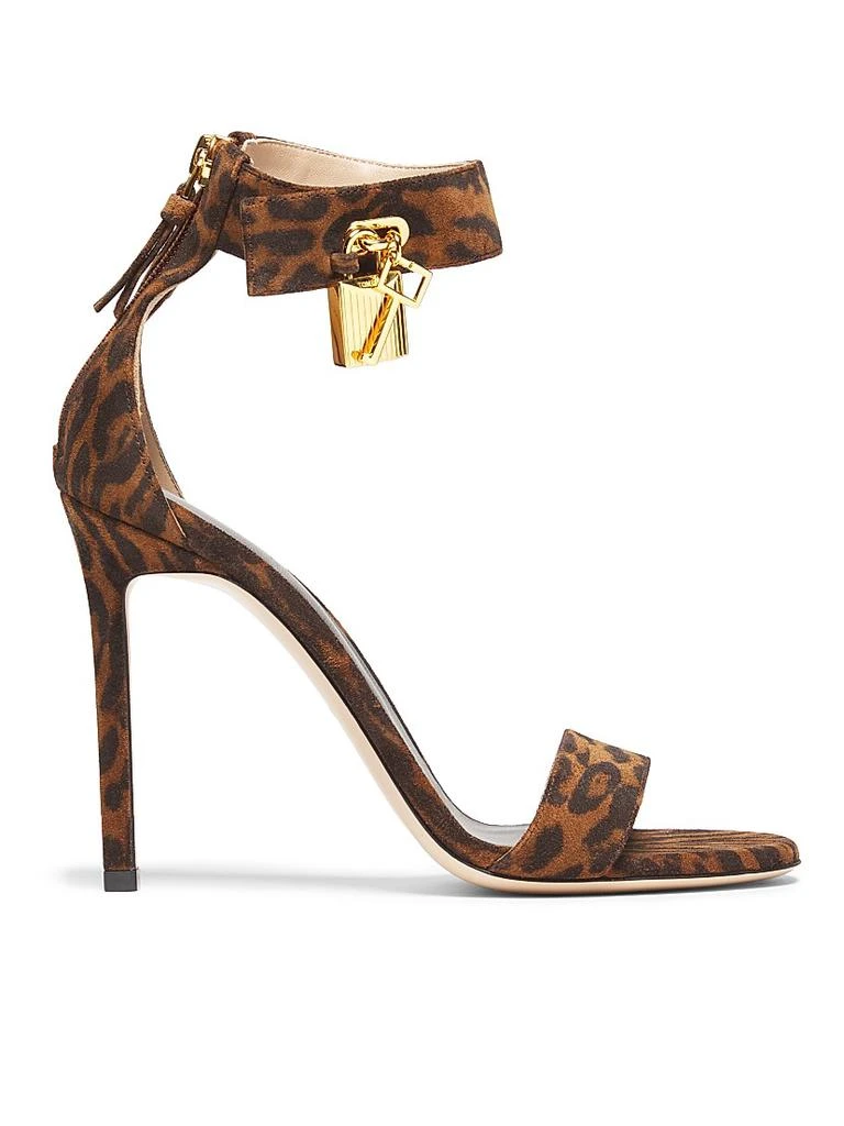 Tom Ford Ocelot Print Suede 105MM Padlock Sandals 1
