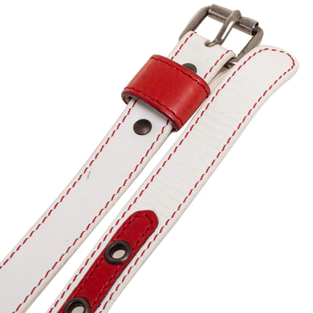 Marc Jacobs Marc by Marc Jacobs White/Red Leather Buckle Belt S/M 4