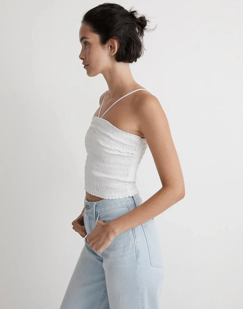 Madewell Poplin Smocked Halter Crop Top 2