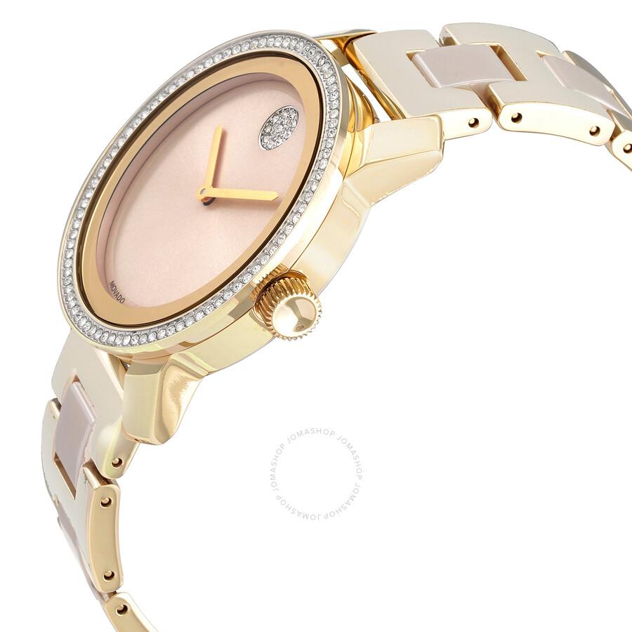 Movado Open Box - Movado Bold Quartz Champagne Dial Ladies Watch 3600785