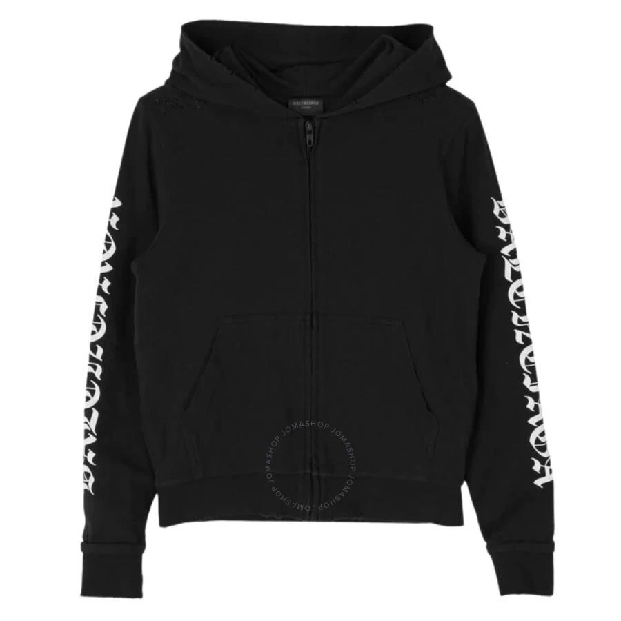 Balenciaga Distressed Logo Print Slim Fit Hoodie 1