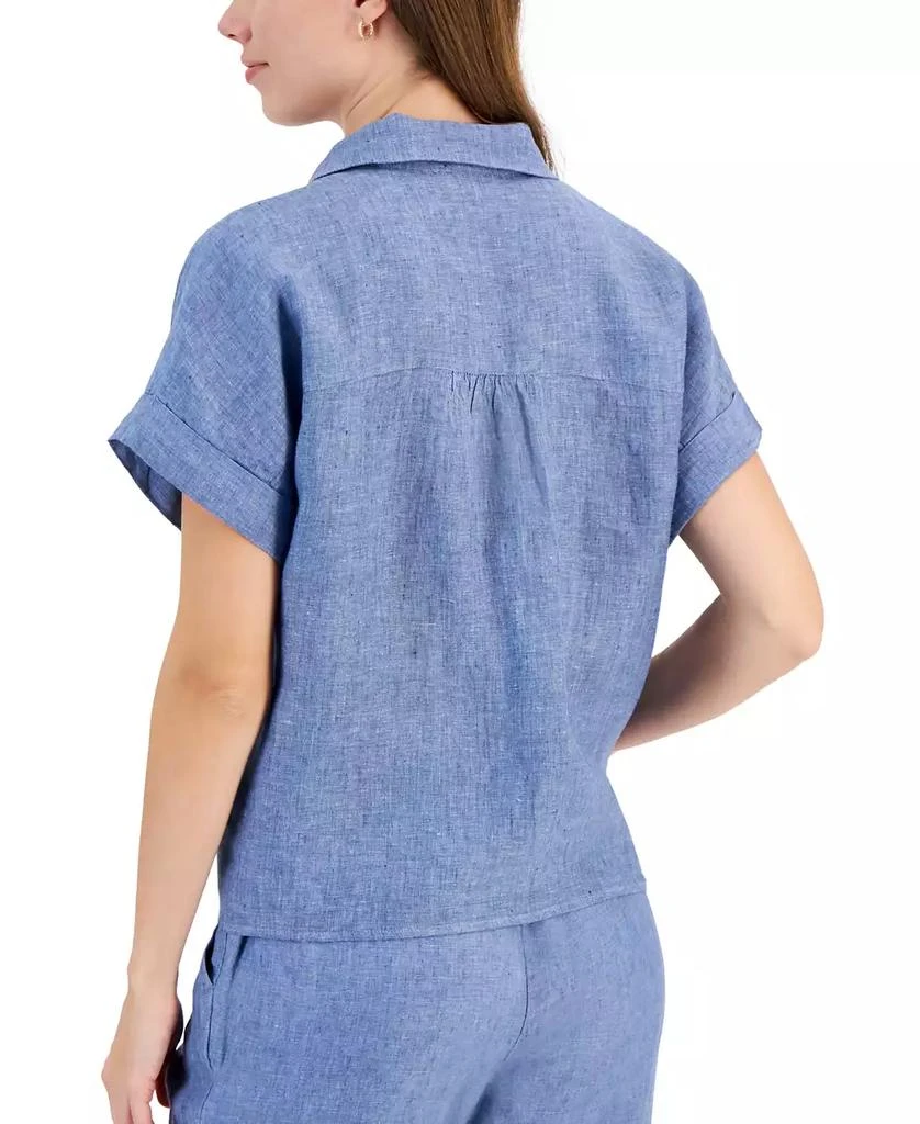 Charter Club Women's 100% Linen Tie-Front Shirt, Created for Macy's 2