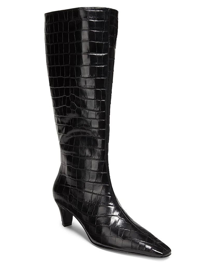 Schutz Dellia 65MM Croc Leather Mid-Calf Boots 2