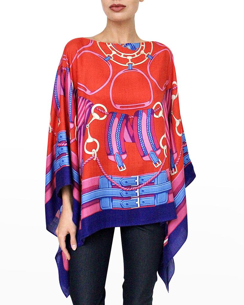 Rani Arabella Printed Cashmere-Blend Scarf Poncho