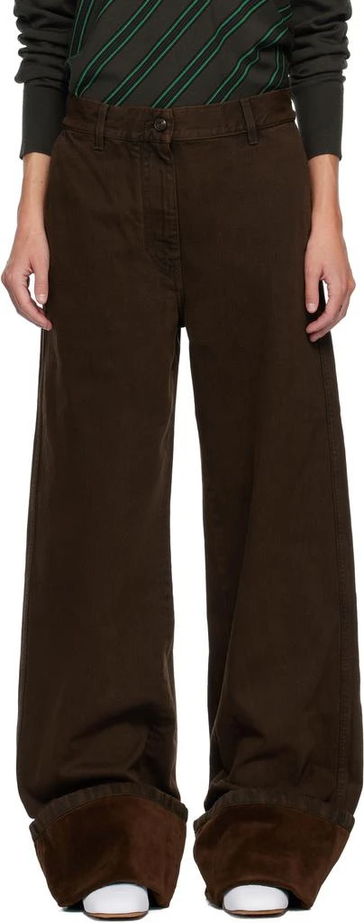 Dries Van Noten Brown Velvet Cuff Jeans 1
