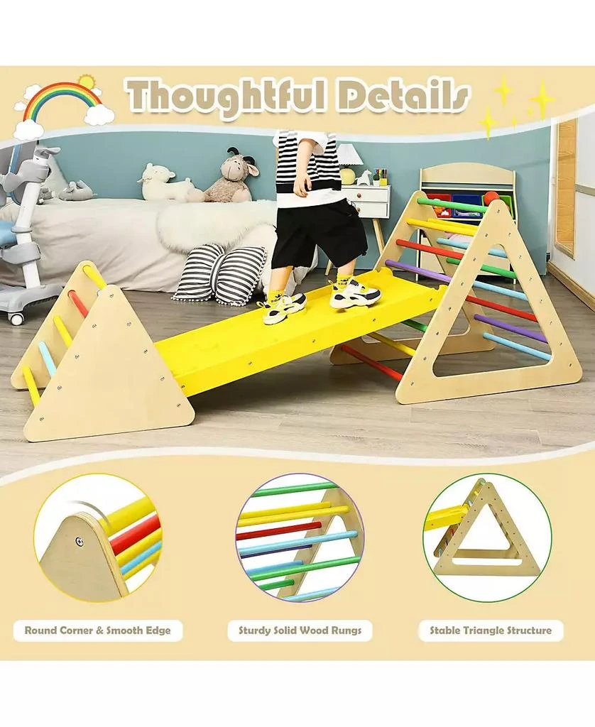SKONYON 3 in 1 Wooden Set of 2 Triangle Climber with Ramp for Slid 10