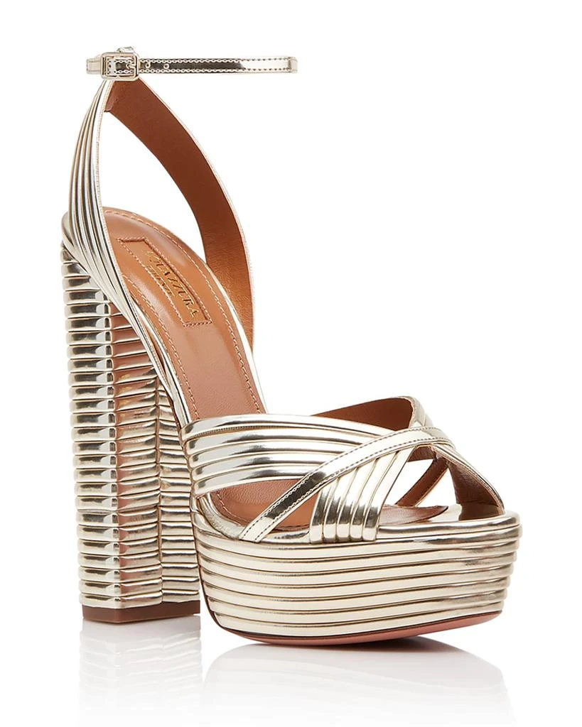 Aquazzura Sundance 140mm Metallic Platform Sandals, Gold 1