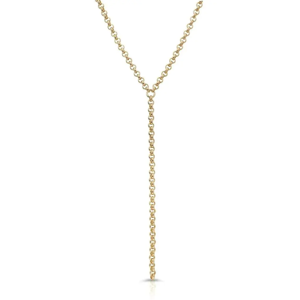 eklexic Eklexic - Women's Micro Royal Rolo Chain Lariat Necklace