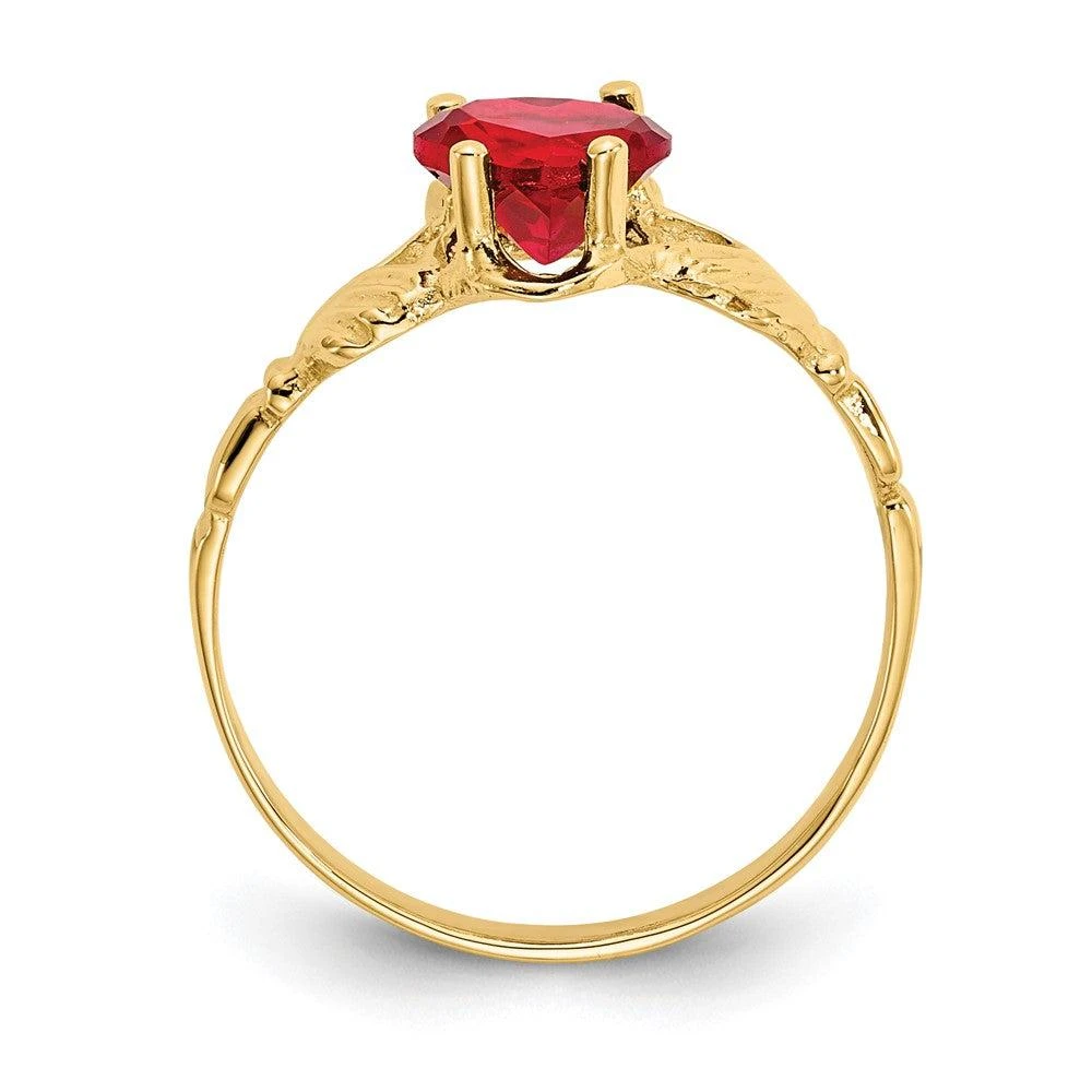 Diamond2Deal 14k Yellow Gold Red Cubic Zirconia Claddagh Ring 2