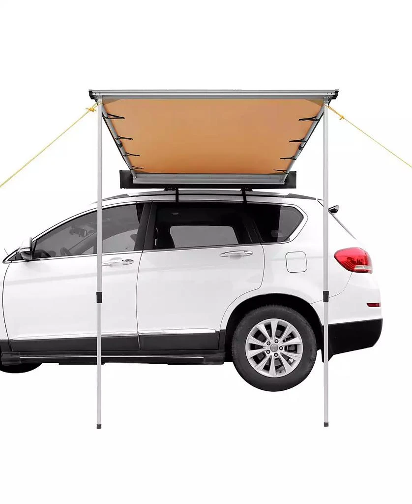 Mecale Car Side Awning, 6.6
 x 8.2
 Shade Coverage Vehicle Awning, PU3000mm UV50+ Retractable Awning with Storage Bag, Height Adjustable 9