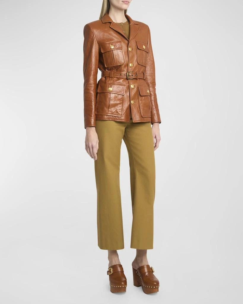 Chloé Glossy Leather Belted Military Jacket 3