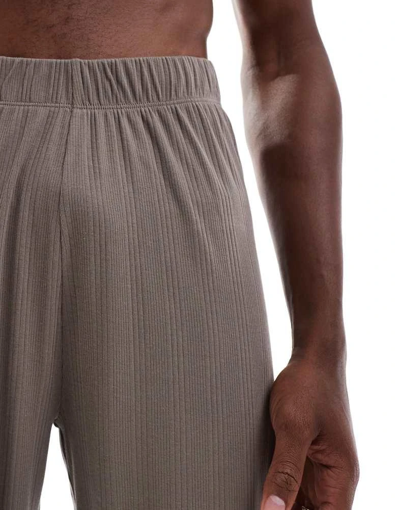 ASOS ASOS DESIGN texture lounge pants in brown 2