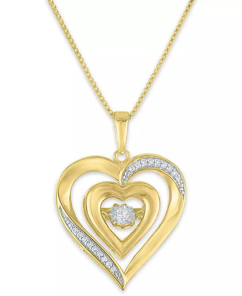Macy
s Heart Diamond Pendant Necklace (1/10 ct. t.w.) in 14k Yellow Gold Over Sterling Silver