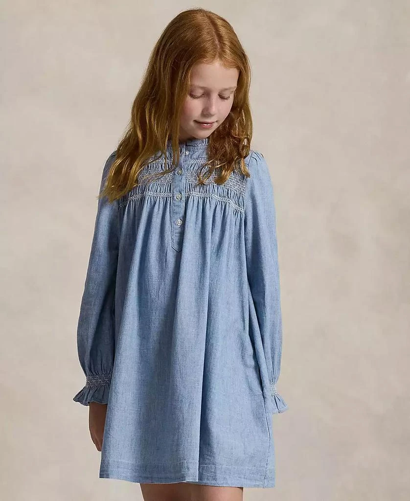 Ralph Lauren Girls 7-16 Smocked Ruffle Trim Dress new arrivals