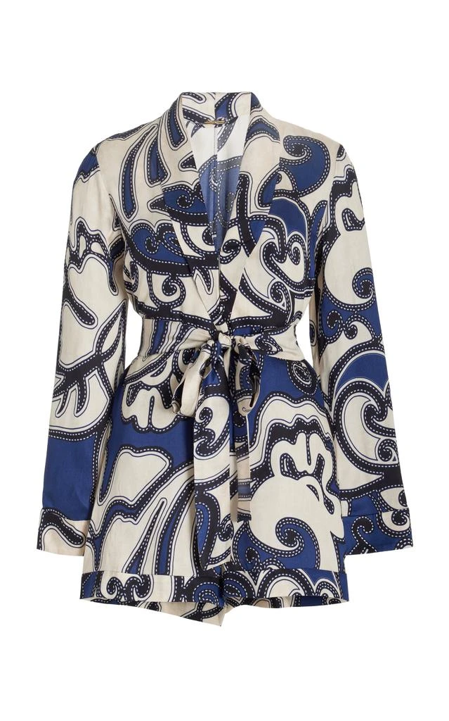 Alexis Alexis - Kaiden Plunging Necklne Romper - Blue - L - Moda Operandi 1