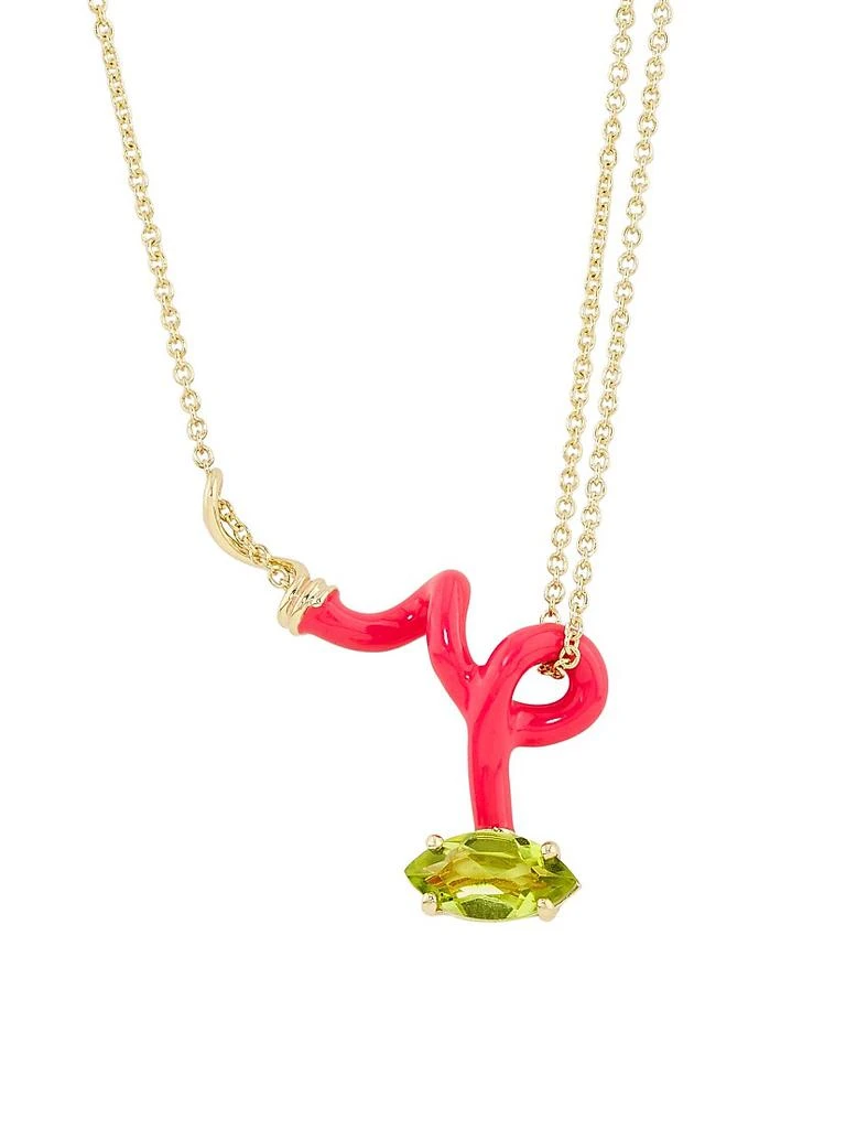 Bea Bongiasca You're So Vine 9K Yellow Gold, Sterling Silver, Peridot & Pink Enamel Pendant Necklace 1