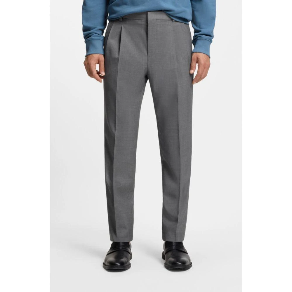 Hugo Boss Extra-slim-fit trousers in virgin-wool dobby 3