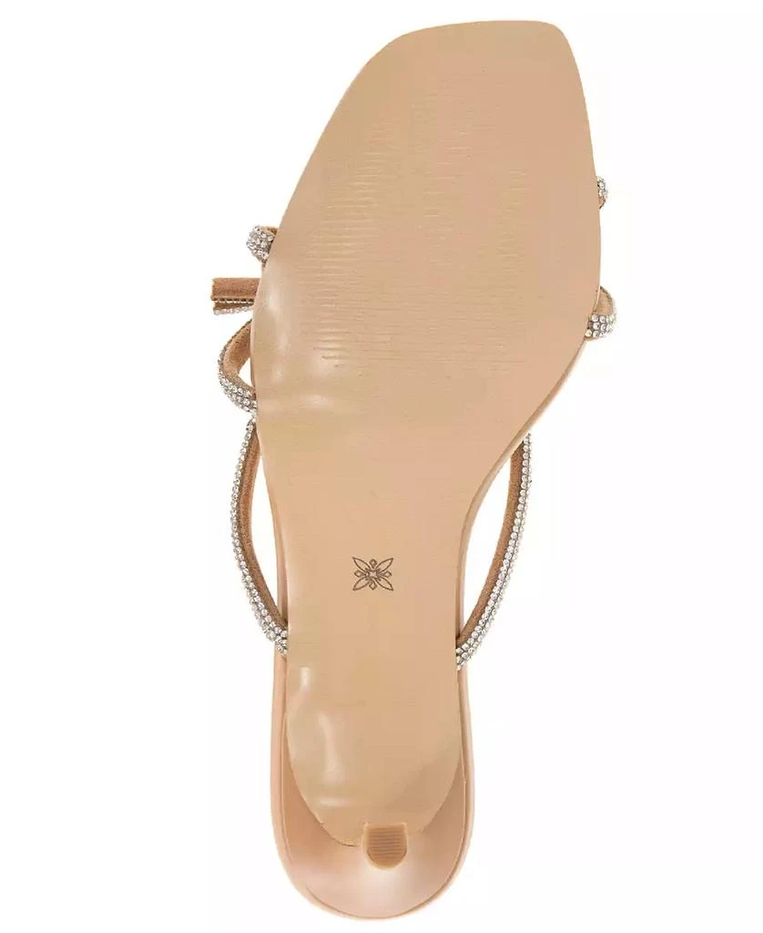 BCBG Women's Selma Rhinestone Bow Slip On Sandals 5
