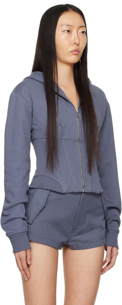 Dion Lee Gray Layered Corset Hoodie