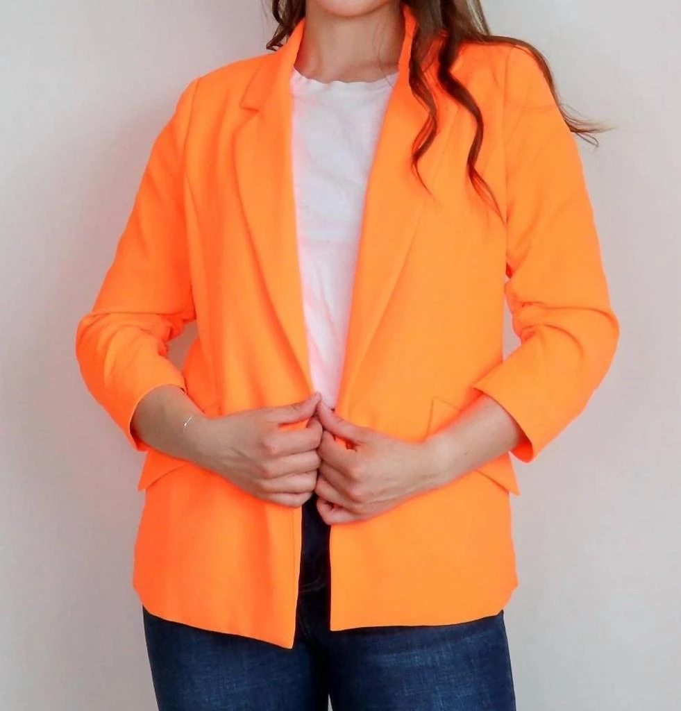 SKIES ARE BLUE Casual Bright Blazer In Neon Tangerine 1