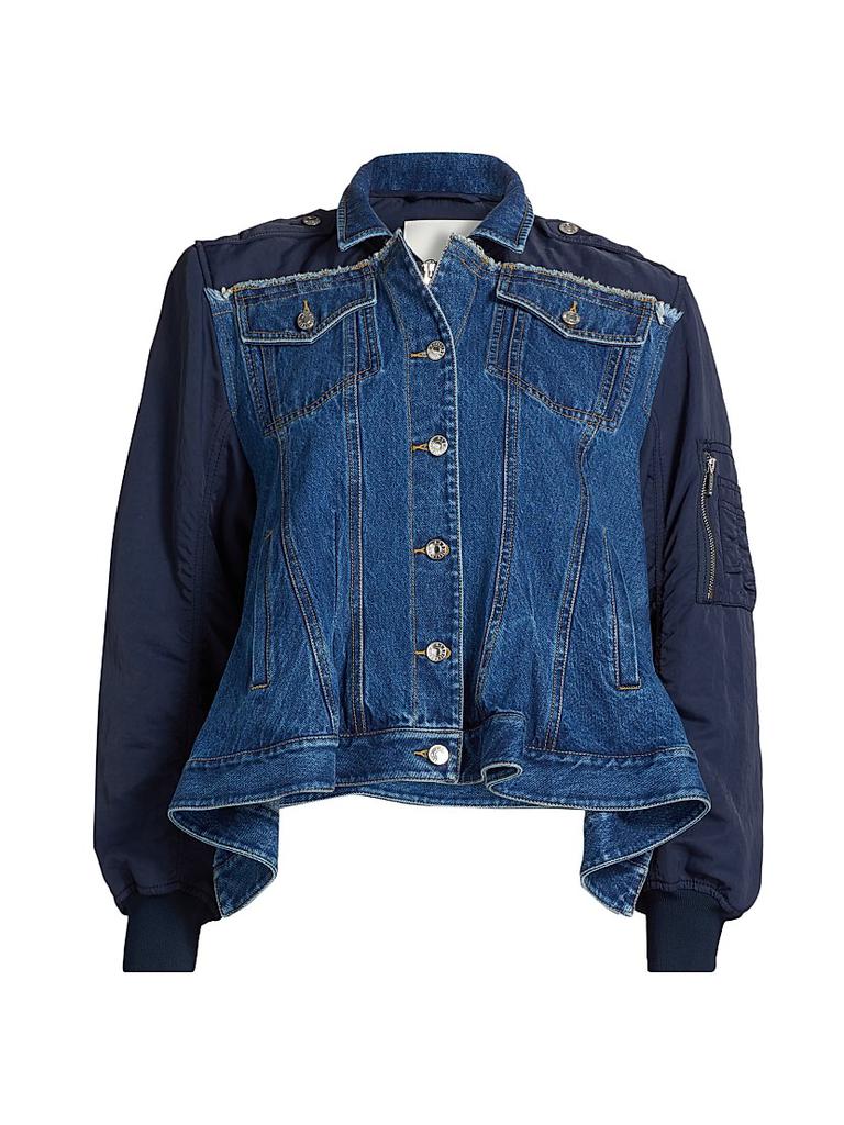 ◆3.1 PHILLIP LIM◆リバティ装飾ツートンデニムジャケット 3.1 PHILLIP LIM Liberty embellished two-tone denim jacket