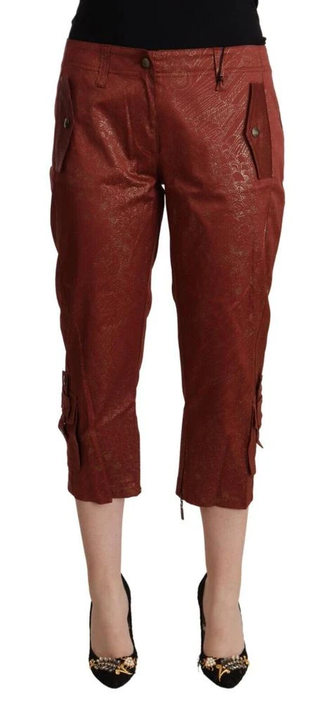 Just Cavalli Just Cavalli Brown Lurex Mid Waist Cotton Cropped Capri Pants 1