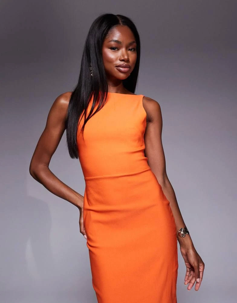 strapless open back dress Luna Open Back Halter Maxi Dress - Orange Tie dye dress For Sale - Dress  for vacation| Long Dress main image 1