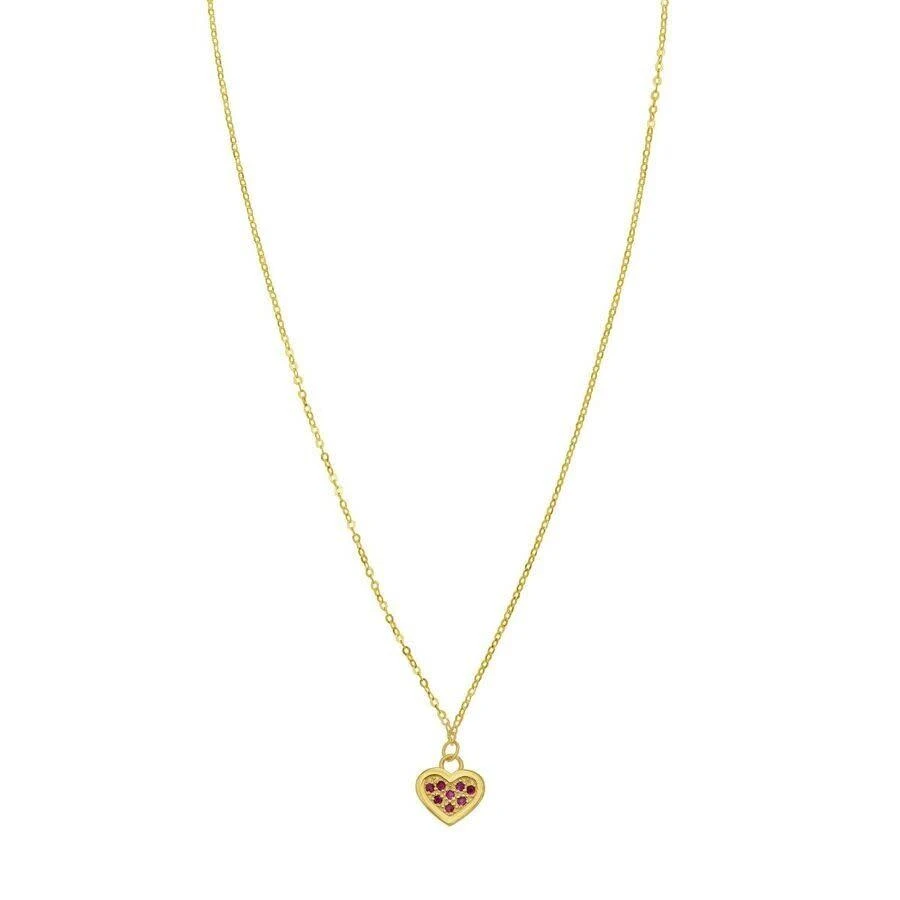 Tresorra 14K Yellow Gold Ruby Heart Necklace