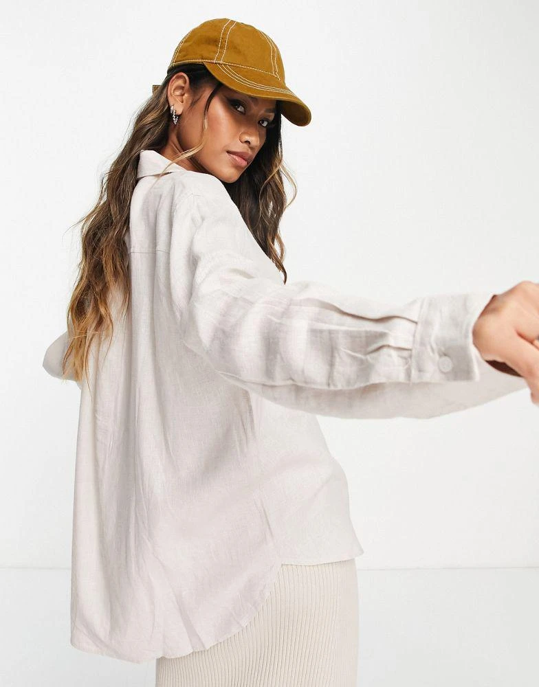 ONLY ONLY linen oversized shirt co-ord in beige 2
