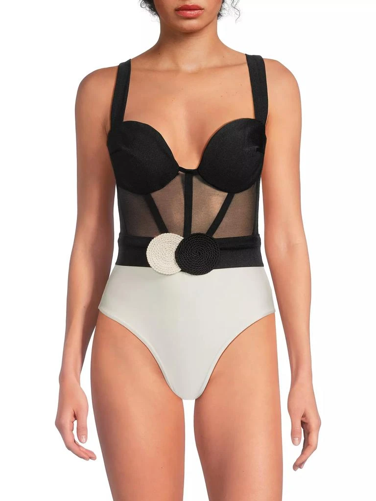 PatBO Jersey Sands Plunge Corset One-Piece Swimsuit 3