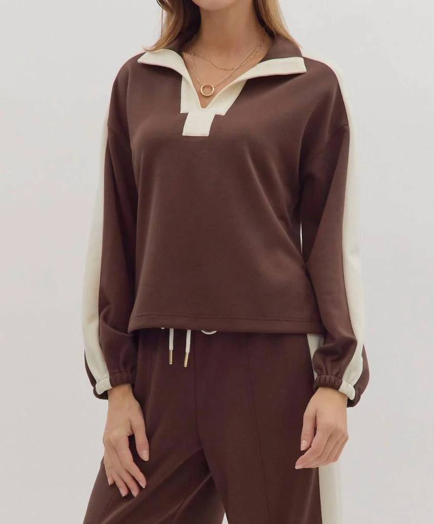 entro Entro - Contrast Collar Pant Set 2