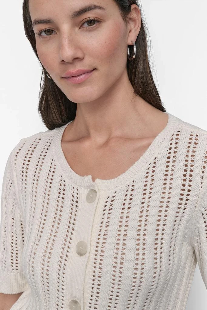 DKNY CABLE POINTELLE KNIT CARDIGAN 4