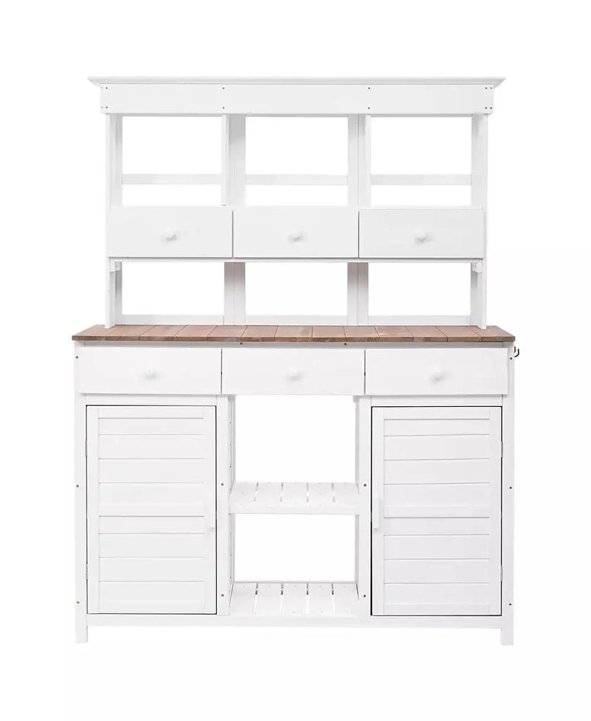 Mondawe Garden Potting Bench Table with Hutch, Patio Storage Workstation