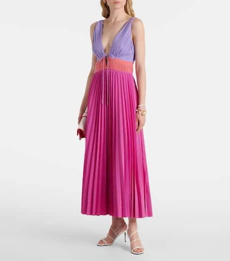 SIMKHAI Stephanie pleated poplin midi dress 2