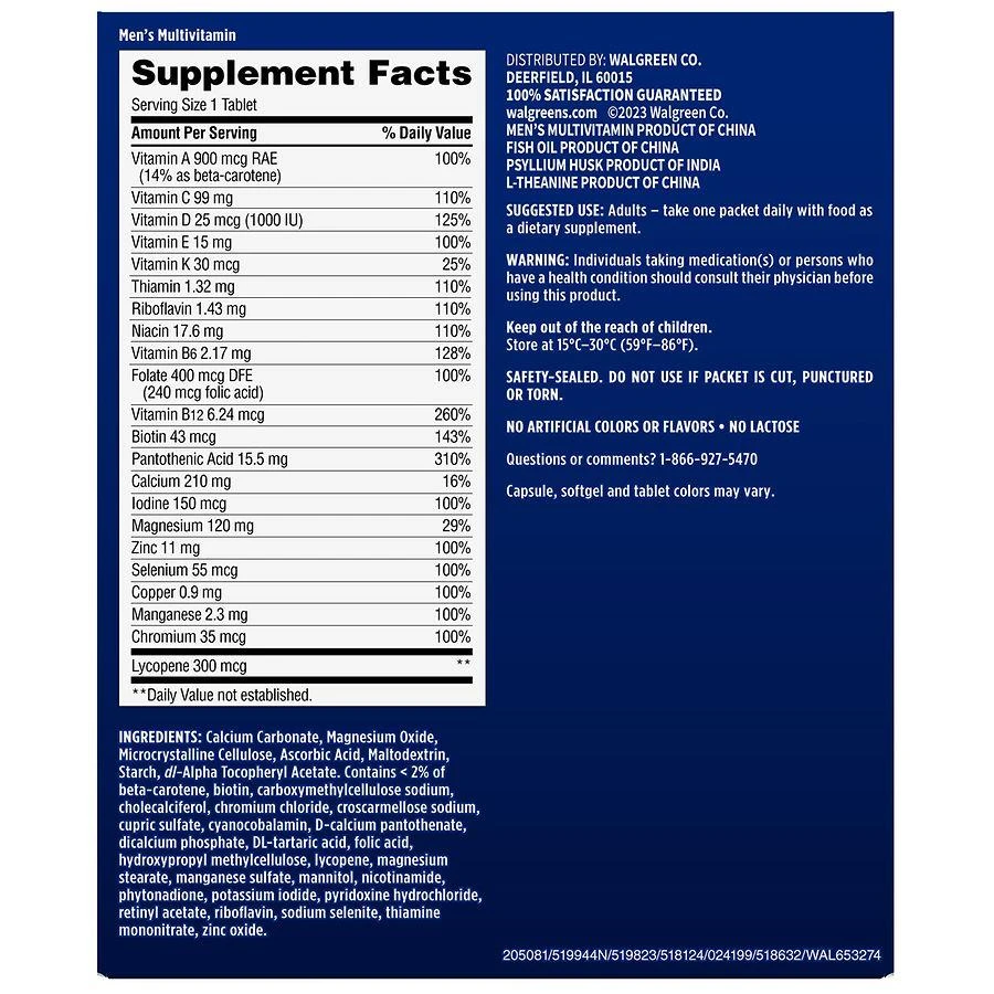 Walgreens Men's Multivitamin Daily Vitamin Pack 7
