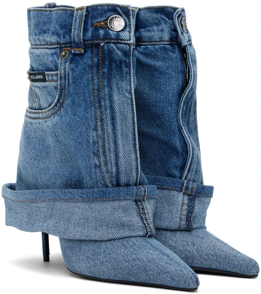 Dolce & Gabbana Blue Patchwork Denim Boots 4
