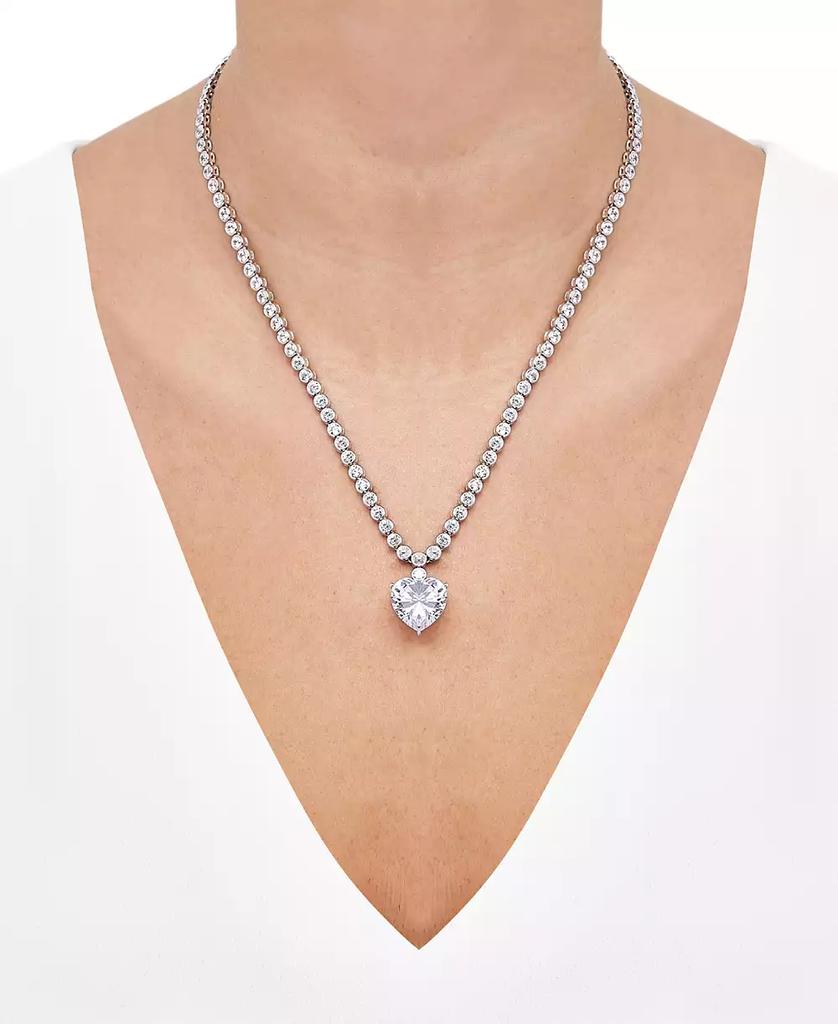 Arabella Cubic Zirconia Heart 
Bezel-Set 18" Pendant Necklace in Sterling Silver