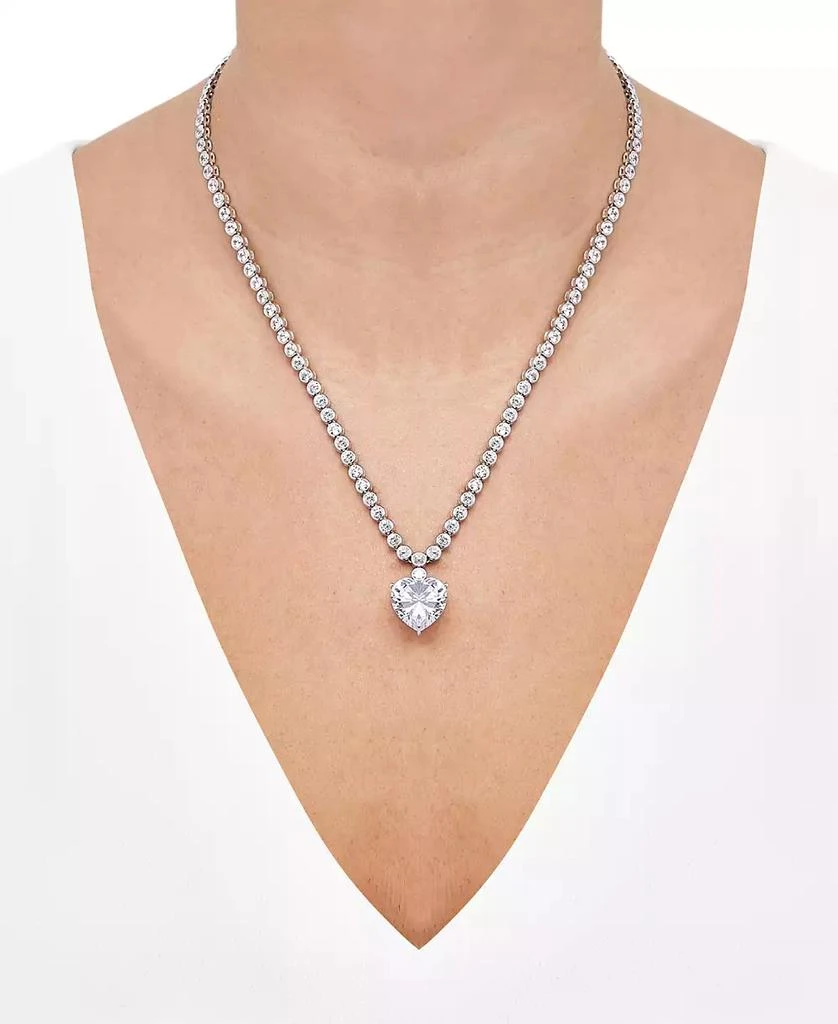Arabella Cubic Zirconia Heart
Bezel-Set 18" Pendant Necklace in Sterling Silver 2
