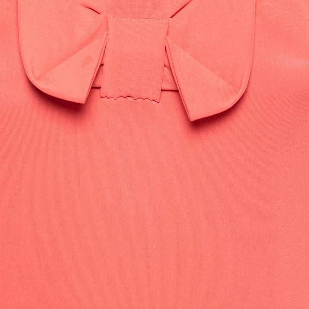 RED Valentino RED Valentino Coral Pink Jersey & Knit Bow Detail Pleated Dress S 3